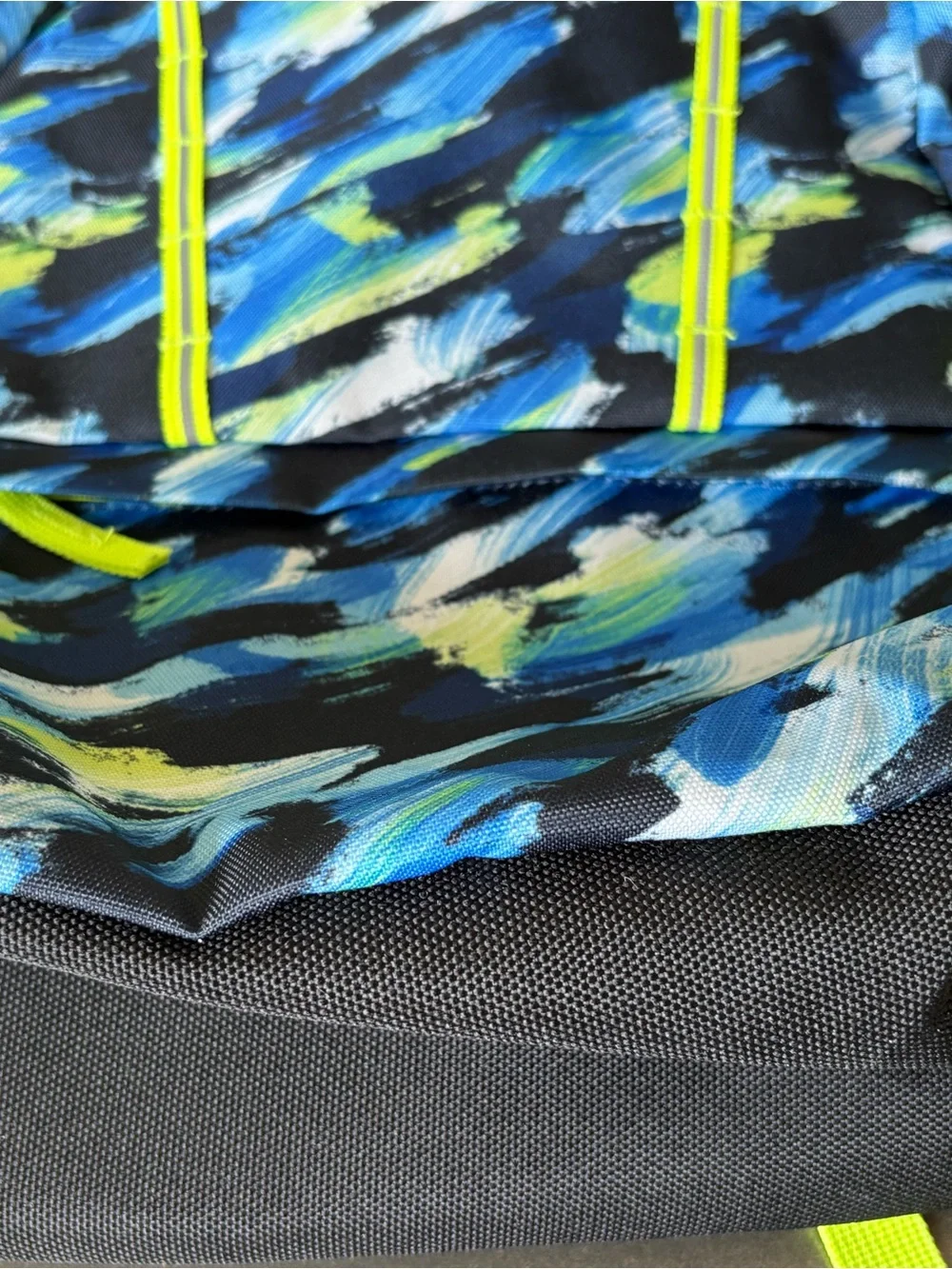 Lands End Kids ClassMate Medium Backpack Navy Neon Green Brushstroke Durable